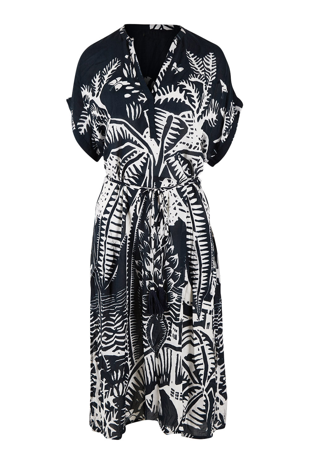 Product shot of the Georgia Dress in colour Navy (Blue), from the front