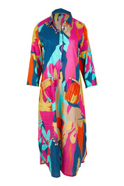 Product shot of the Lotus Bloom Cotton Midi Dress in colour Print, from the front