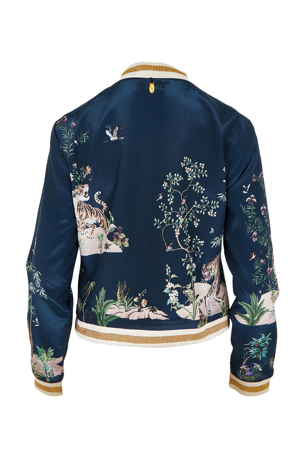 Product shot of the Machali Jacket in colour Navy (Blue), from the back
