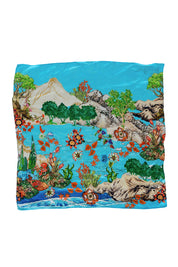 Product shot of the Montpellier Scarf in colour Montpellie (Blue), from the front