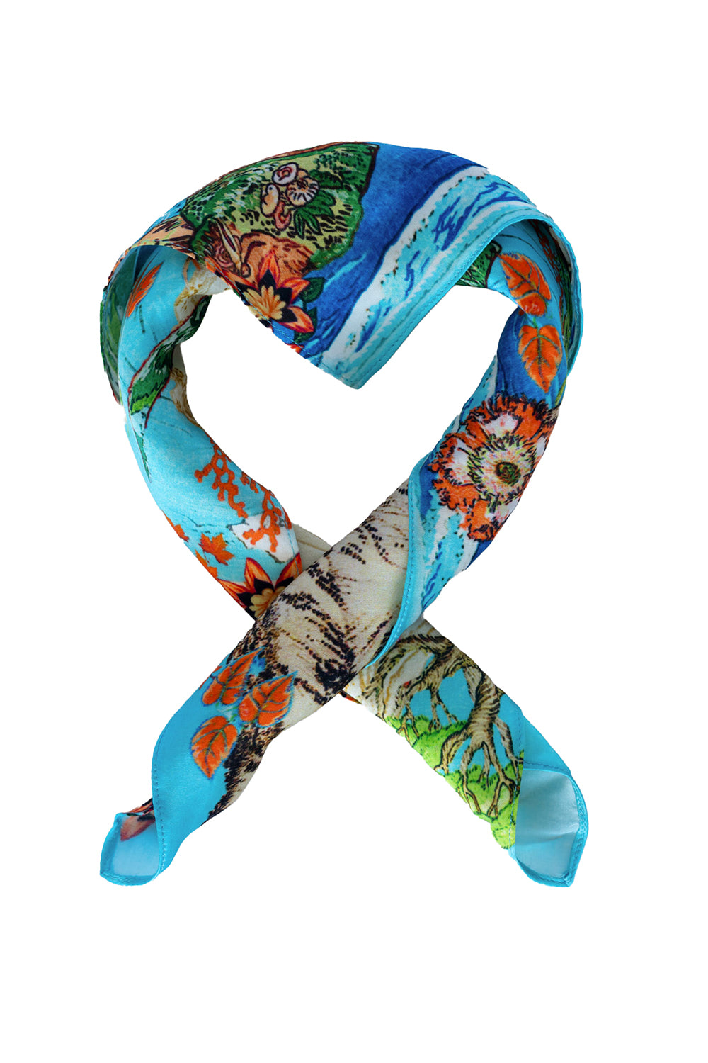 Product shot of the Montpellier Scarf in colour Montpellie (Blue), from the front