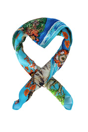 Product shot of the Montpellier Scarf in colour Montpellie (Blue), from the front