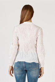 A model wearing the Moonshine Cotton Shirt in colour White (White), from the back