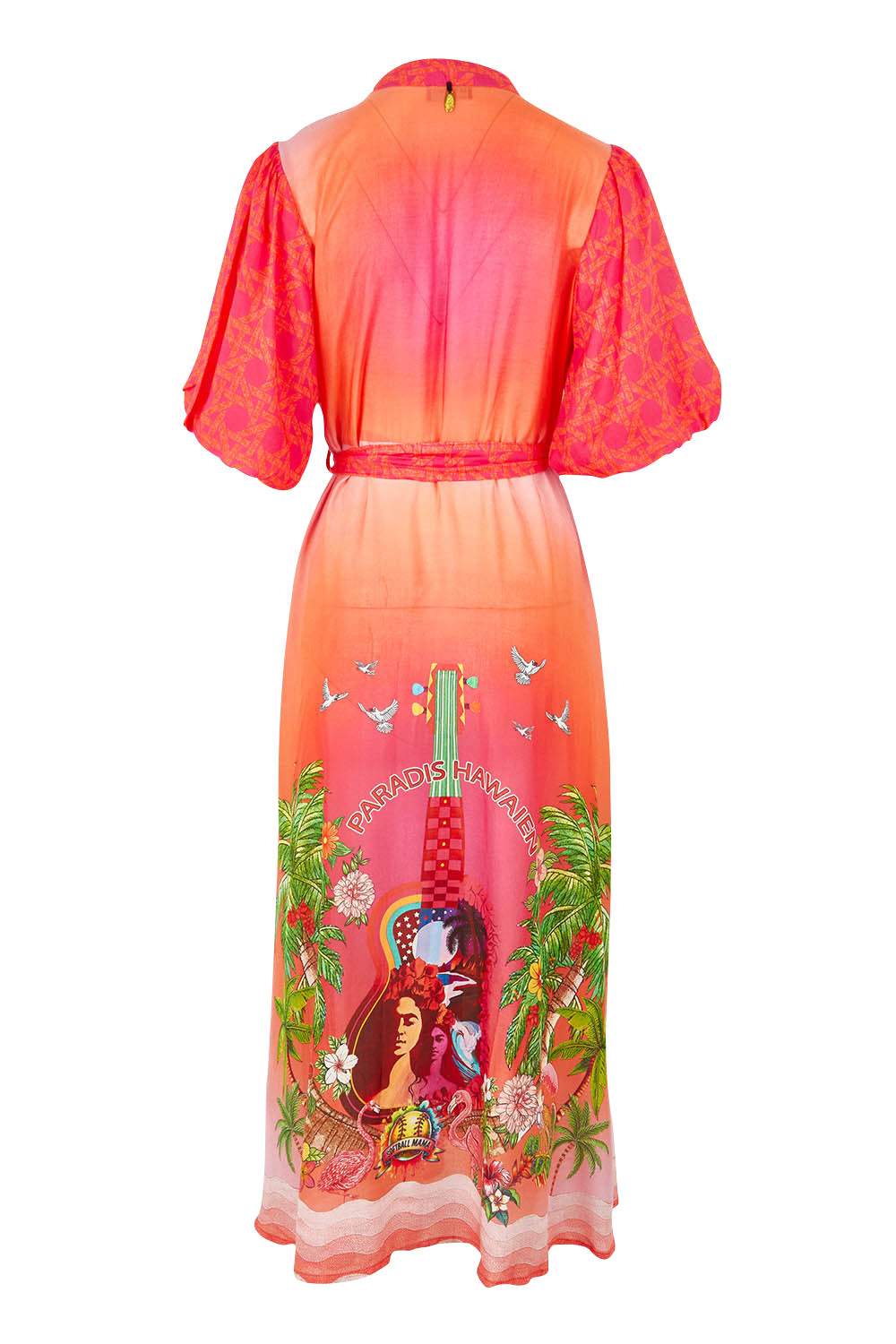 Product shot of the Paradis Maxi Dress in colour Pink (Pink), from the back