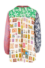 Product shot of the Destination Patch Shirt in colour Multi (Green), from the back