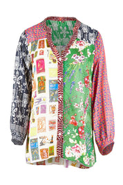 Product shot of the Destination Patch Shirt in colour Multi (Green), from the front