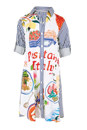 Product shot of the Sicily Dress – Print in colour Print, showing detail