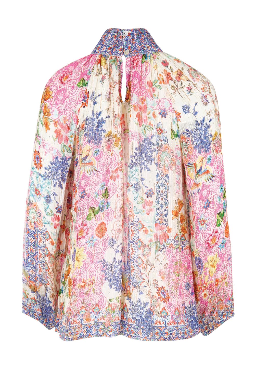Product shot of the Songbird Shirt – White in colour White, from the back