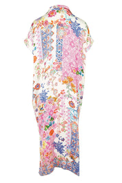 Product shot of the Songbird Kaftan Dress – White in colour White, from the back