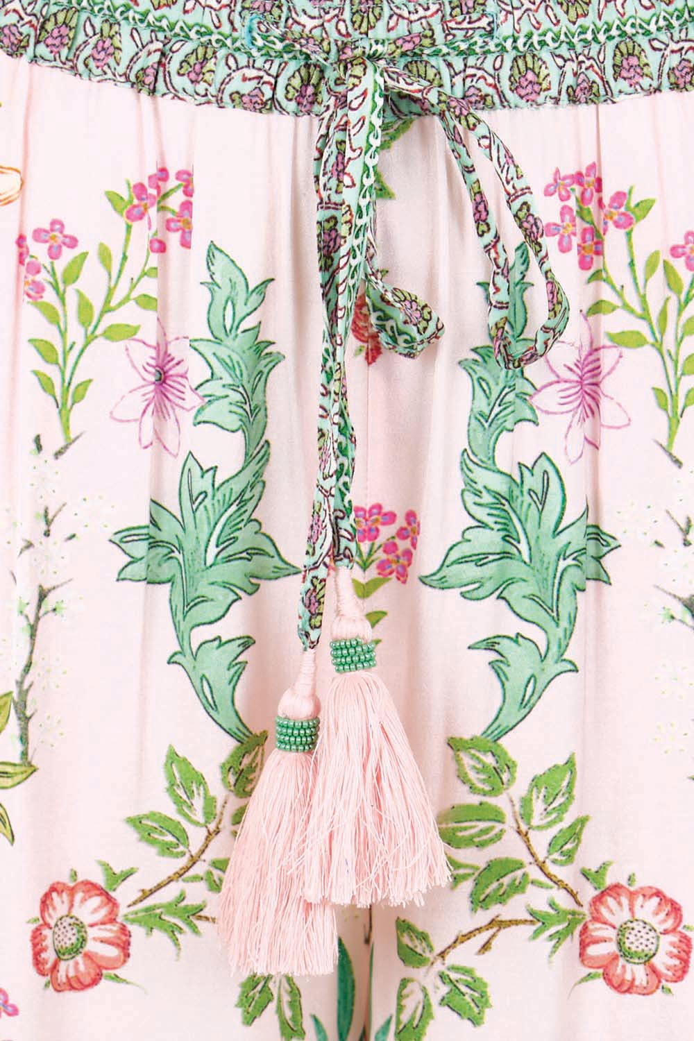 Product shot of the Tatiana Pant – Pink in colour Pink, showing detail