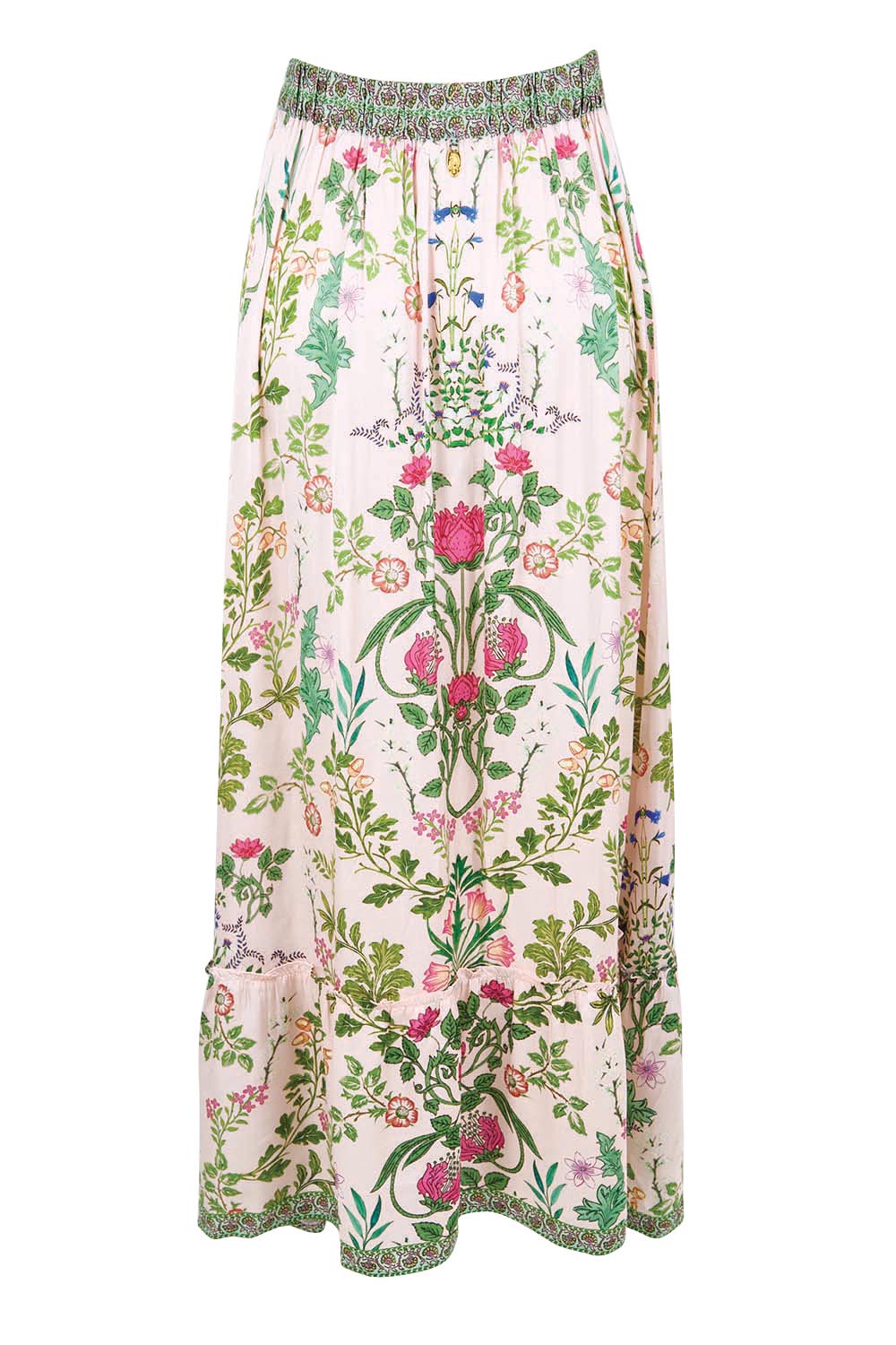 Product shot of the Tatiana Skirt – Pink in colour Pink, from the back