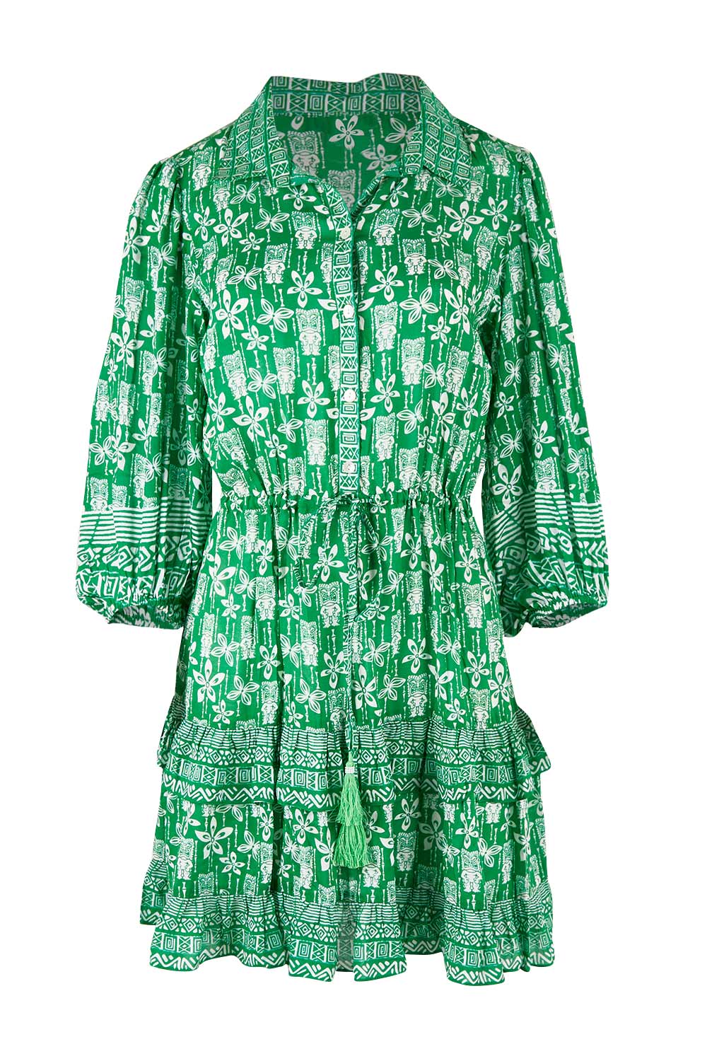 Preloved Tiki Tiered Dress - Emerald