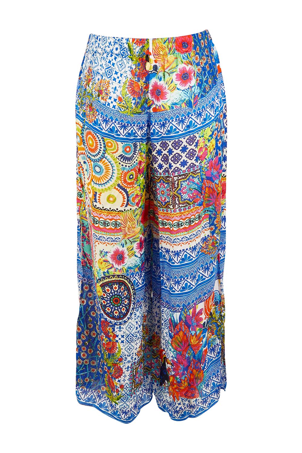 Product shot of the Toucan Pant in colour Print (Blue), from the back