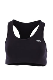 Product shot of the No Bounce Sports Bra in colour Black (Black), from the front