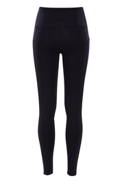 Product shot of the Ab Waisted Power Moves Pockets Full Length Tight in colour Black (Black), from the front