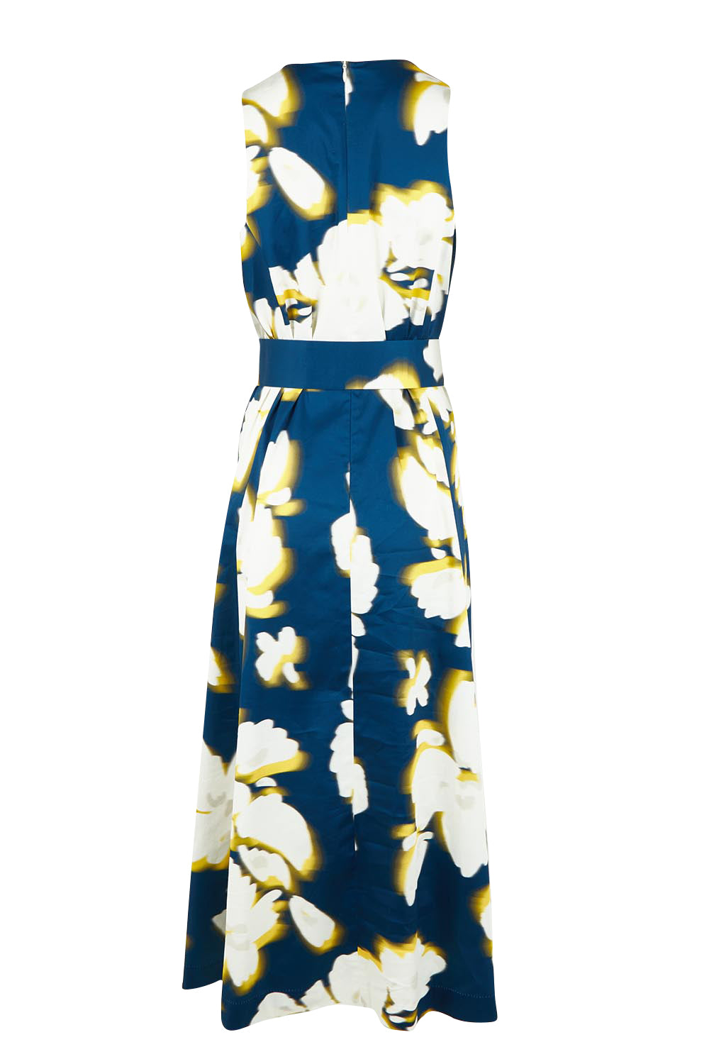 Product shot of the Simone Cotton Dress in colour Navy (Blue), from the back