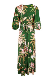 Product shot of the Chambord Wrap Midi Dress in colour Green (Green), from the back