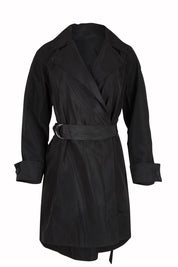 Product shot of the Noir Trench in colour Black (Black), from the front