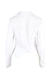 Product shot of the Front Zip Peplum Jacket in colour White (White), from the back