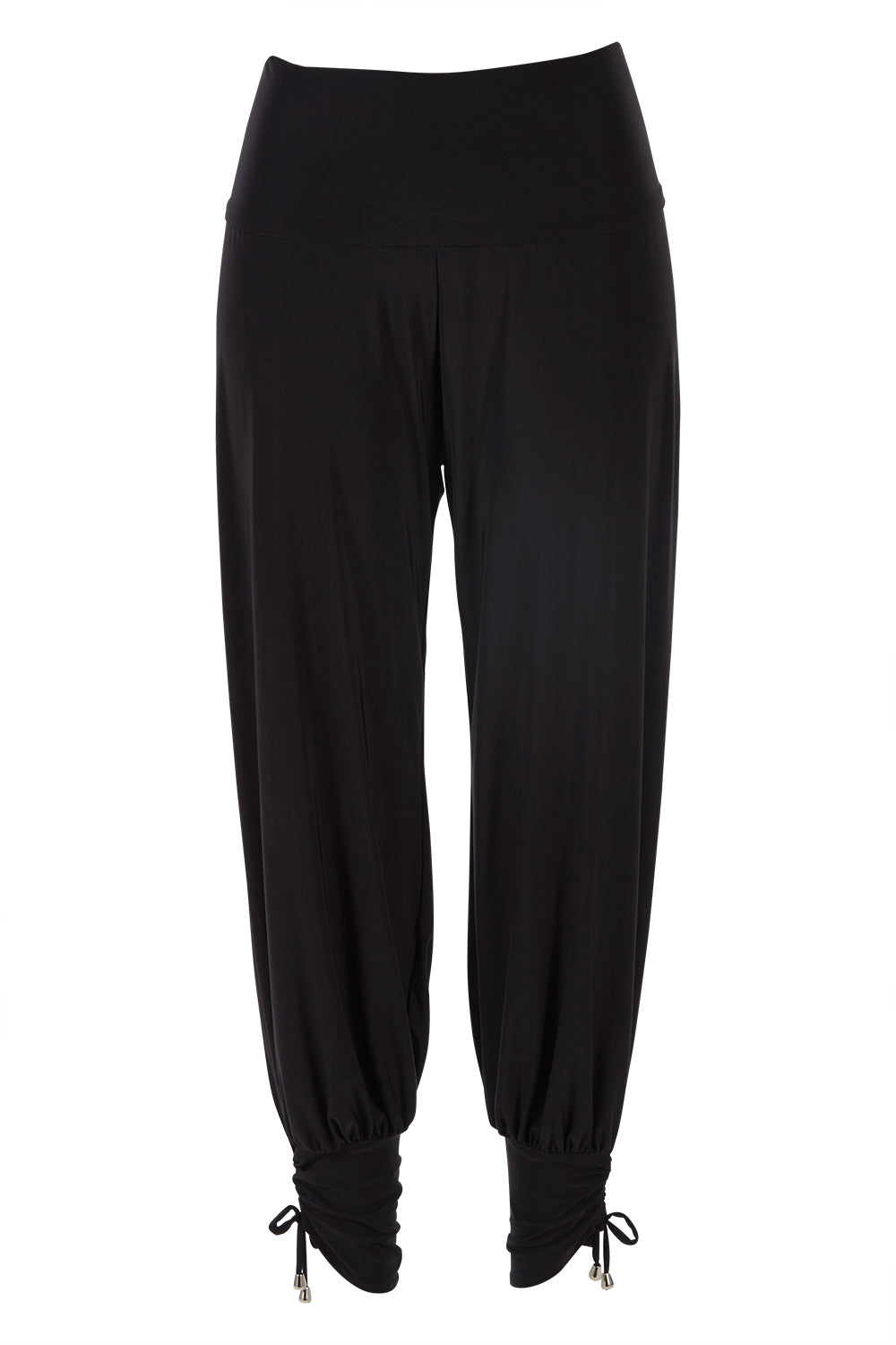Product shot of the Harem Pant in colour Black (Black), from the front