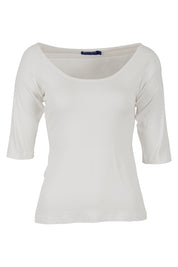 Product shot of the 3/4 Sleeve Top in colour White (White), from the front
