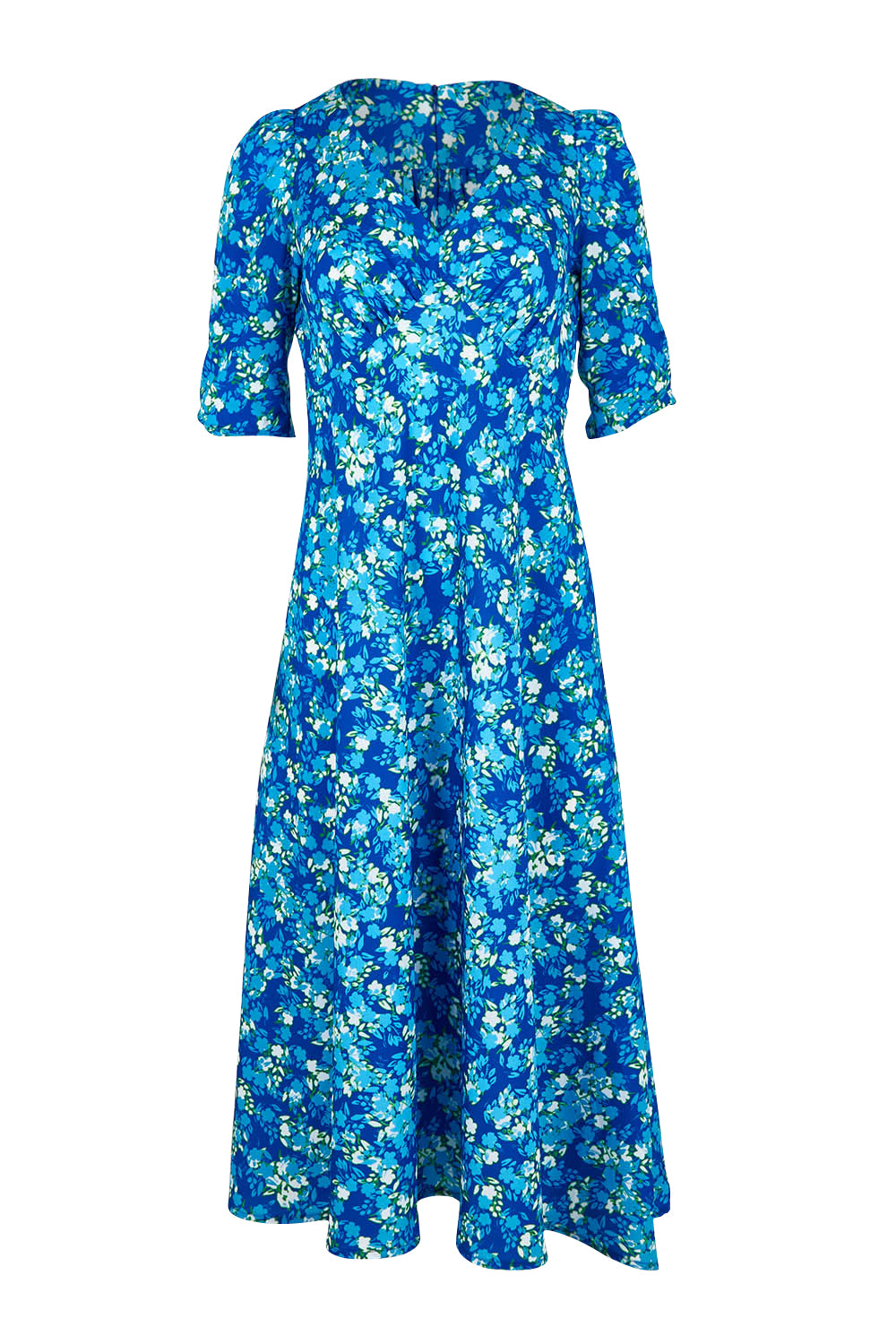 Product shot of the Sweet Pea Midi Dress in colour Blue (Blue), from the front