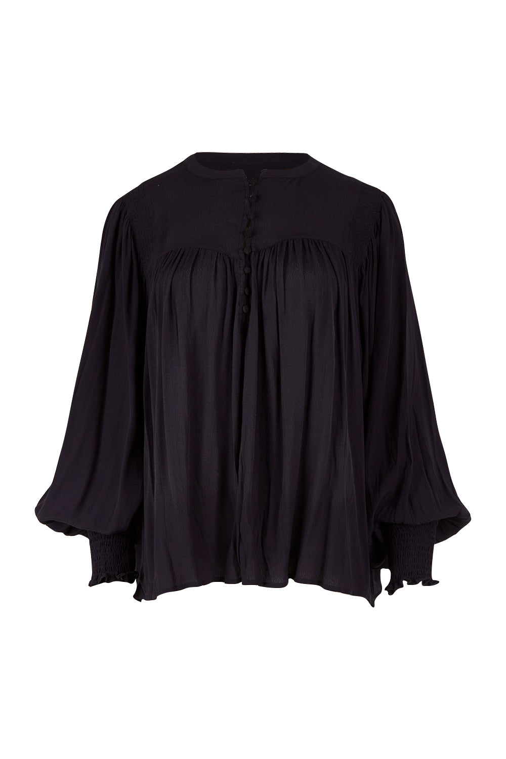 Product shot of the Susanna Top in colour Black (Black), from the front