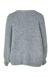 Product shot of the Belinda Chunky Cable Knit in colour Greymarle (Grey), from the back