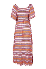 Product shot of the Raquel Midi Dress in colour Aztec (Pink), from the back