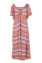 Product shot of the Raquel Midi Dress in colour Aztec (Pink), from the front
