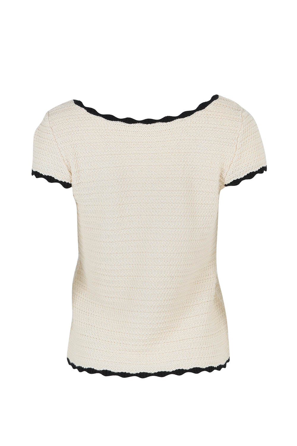 Product shot of the Coco Crochet Cotton Knit Top in colour Cream, from the back