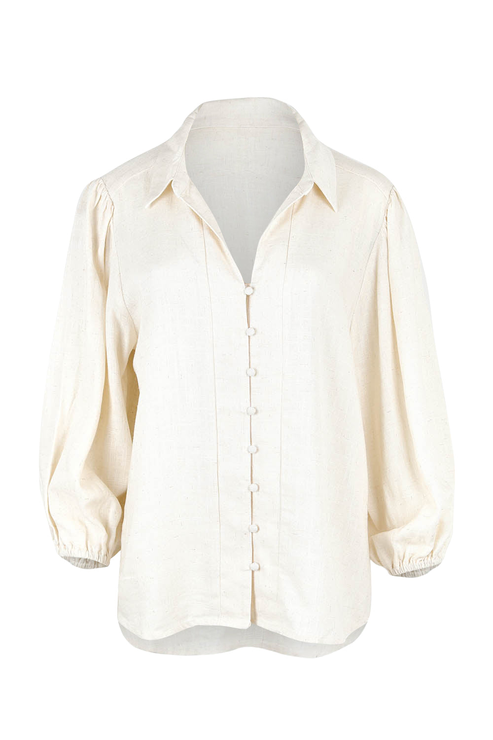 Product shot of the Harley Linen Blend Shirt in colour Oatmeal, from the front