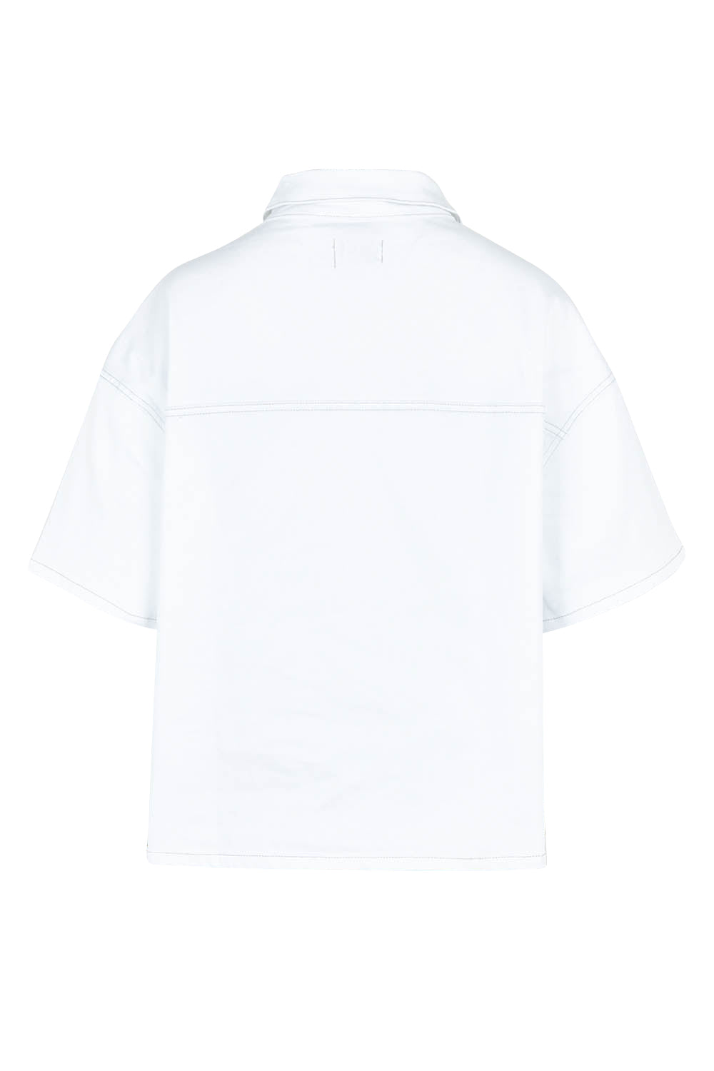 Product shot of the Wyatt Short Sleeve Denim Shirt in colour White (White), from the back