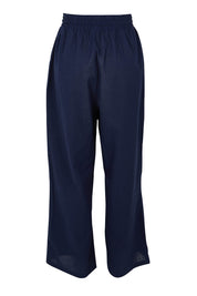 Product shot of the Odell Cotton Linen Pant in colour Navy (Blue), from the back