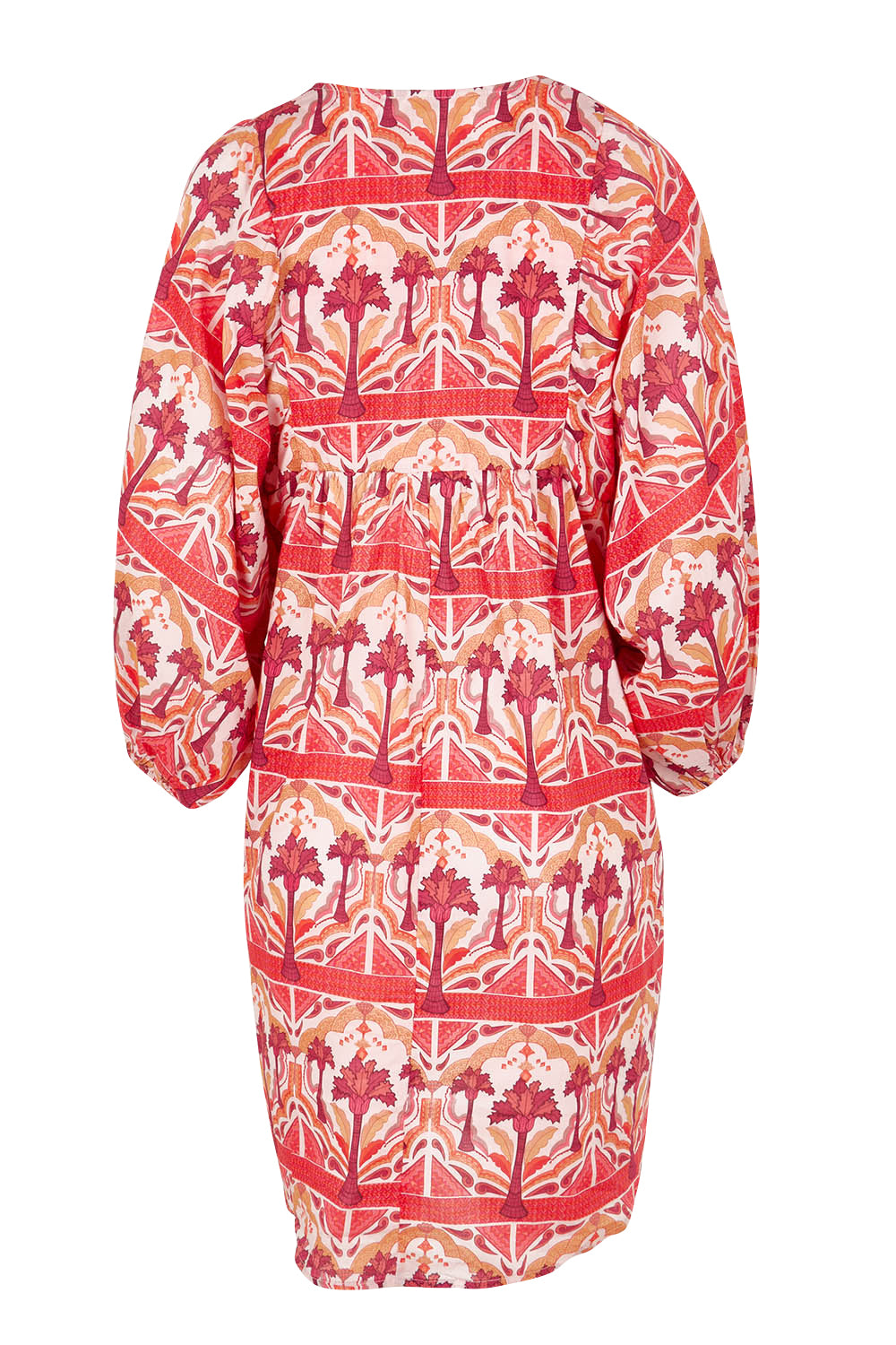 Product shot of the Zayda Cotton Dress in colour Arabian (Pink), from the back