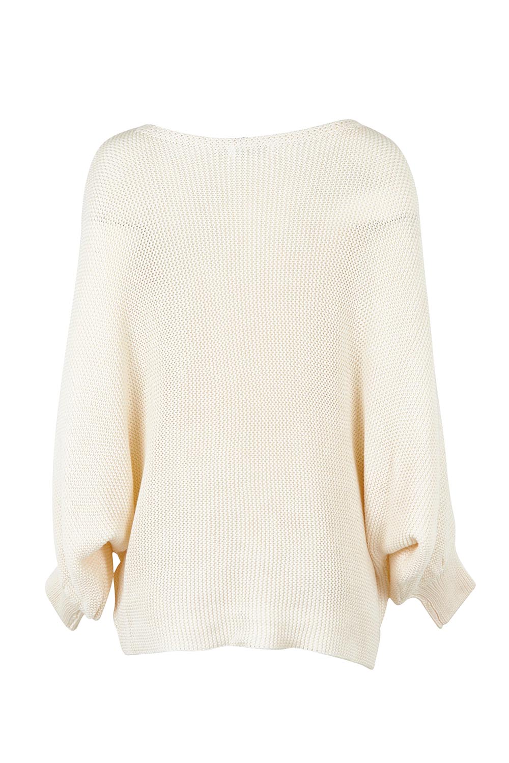 Product shot of the Concord Cotton Blend Knit in colour Cream (White), from the back