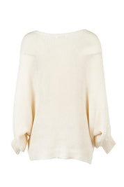 Product shot of the Concord Cotton Blend Knit in colour Cream (White), from the back