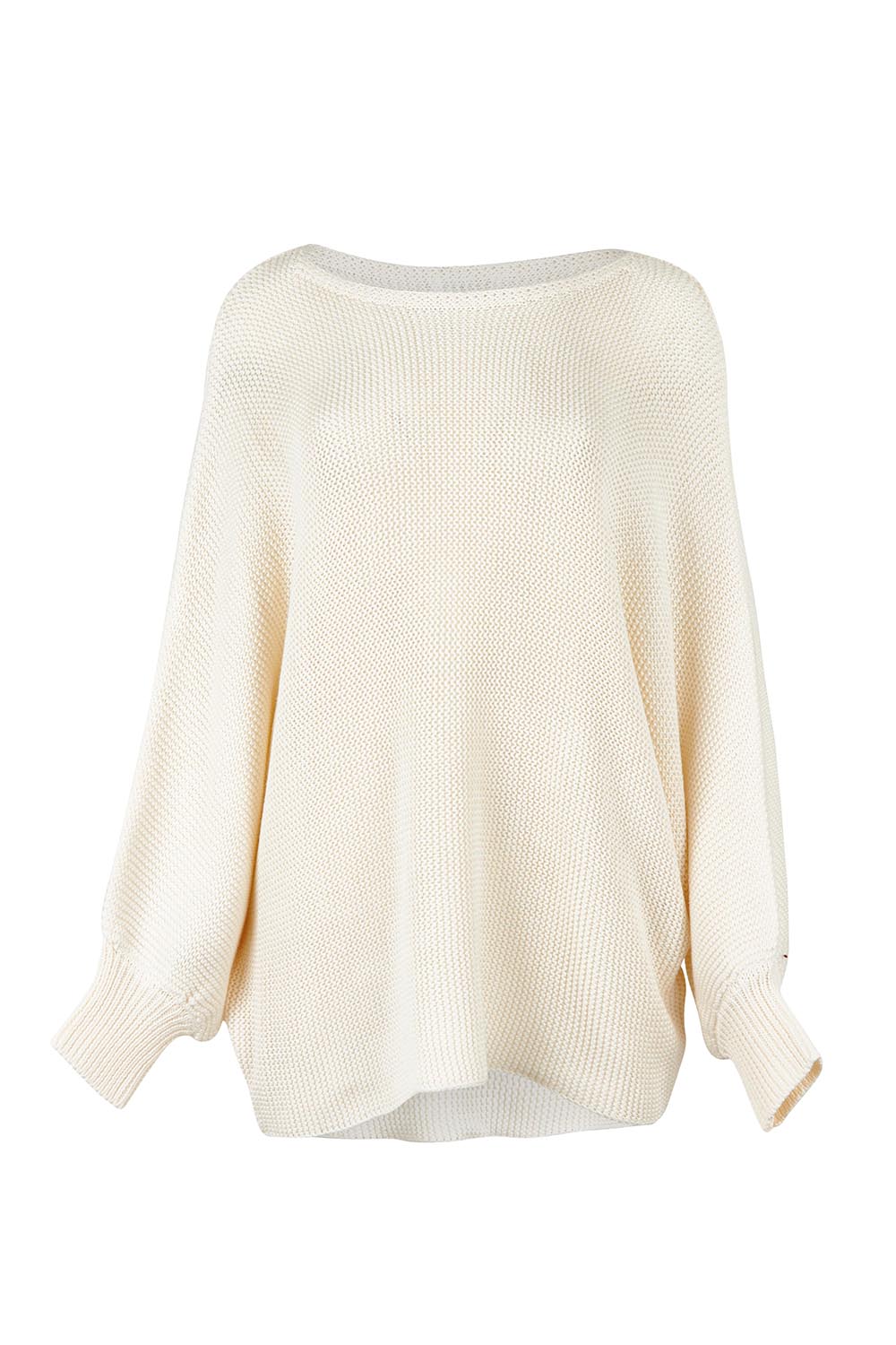 Product shot of the Concord Cotton Blend Knit in colour Cream (White), from the front