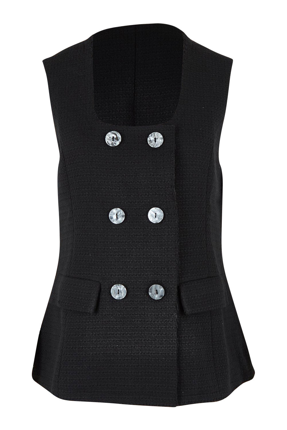 Product shot of the Nico Vest in colour Black (Black), from the front