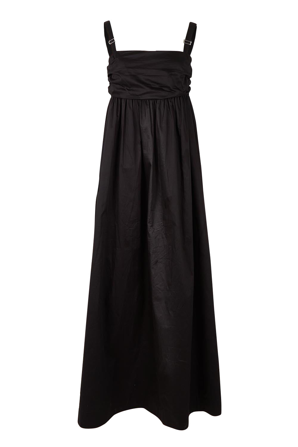 Product shot of the Delaney Cotton Maxi Dress in colour Black (Black), from the front