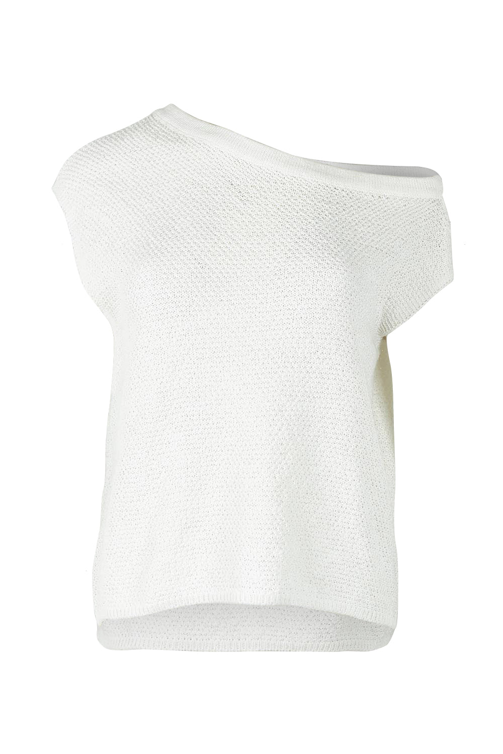 Product shot of the Jaci Cotton Blend Knit Top in colour White (White), from the front
