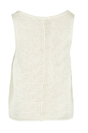 Product shot of the Penn Knit Top in colour Cream, from the back