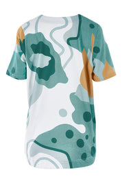 Product shot of the Avslappnad Top in colour Lagoon (Blue), from the back