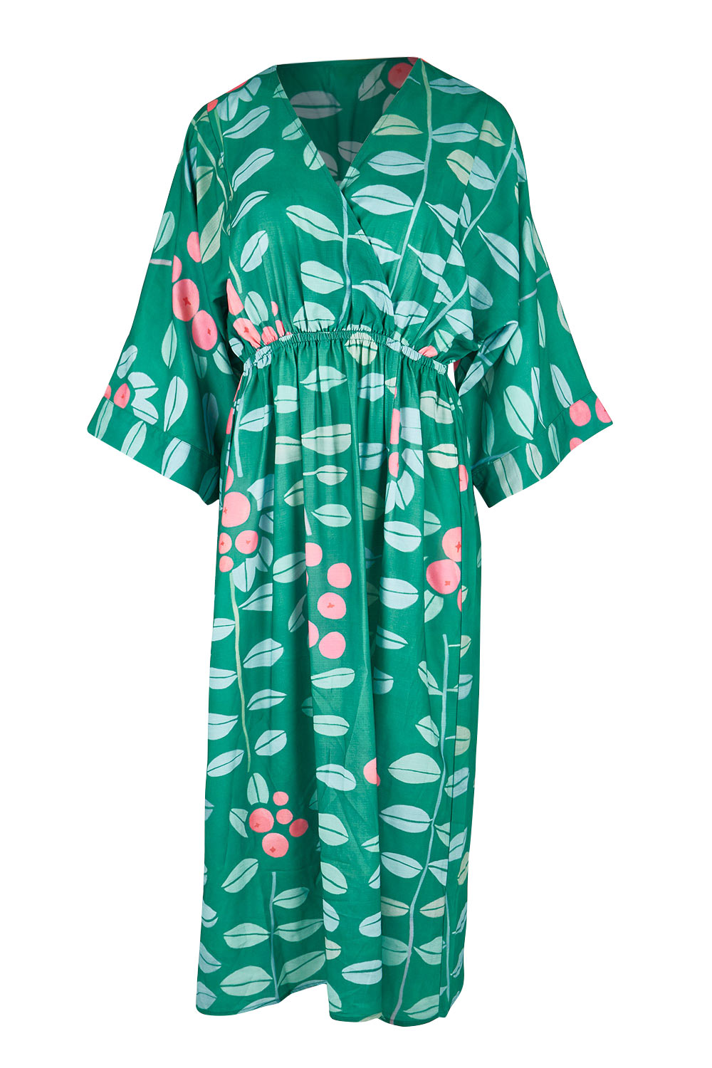 Product shot of the Middag Dress in colour Grejuniper (Green), from the front