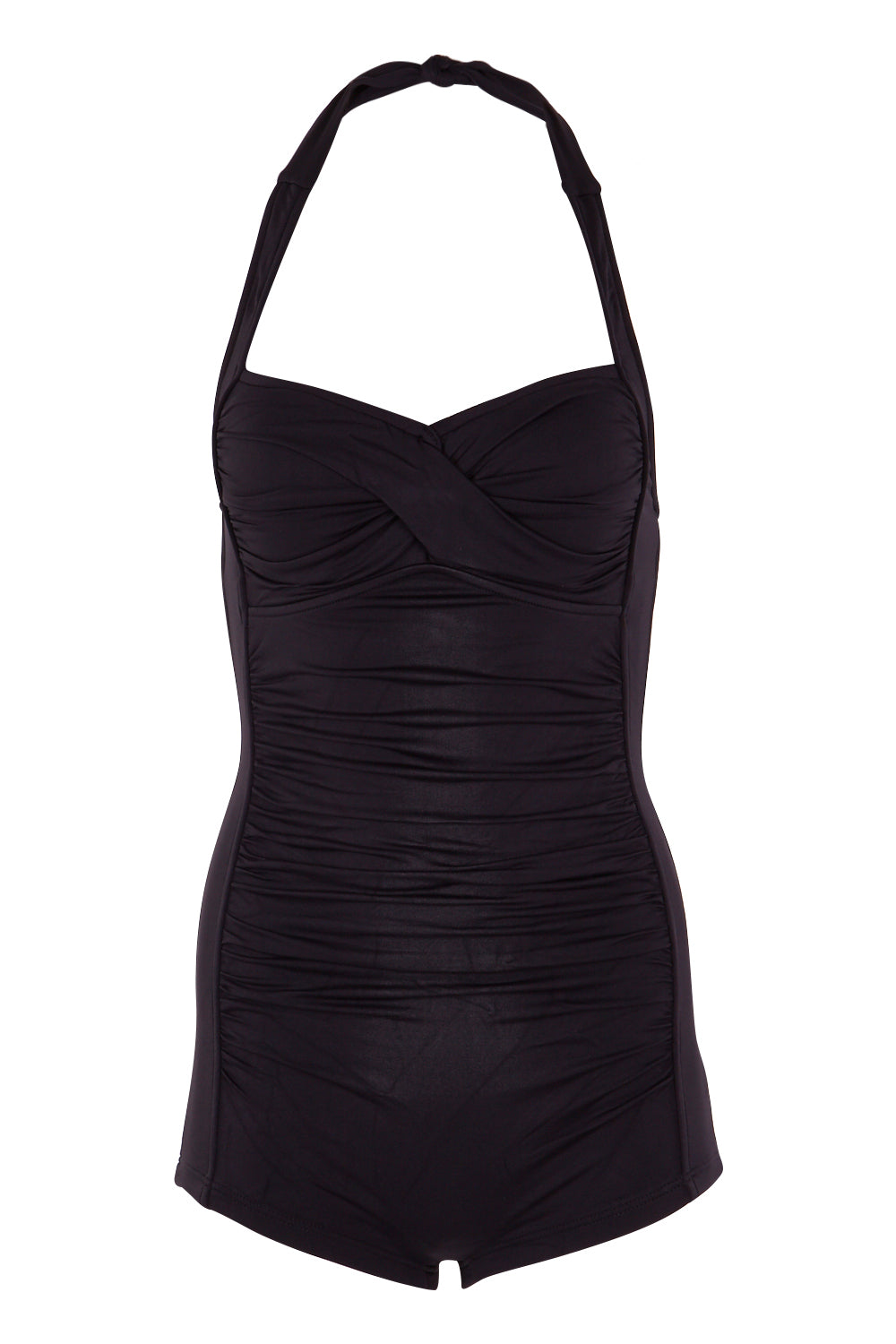 Product shot of the Boyleg Maillot in colour Black (Black), from the front