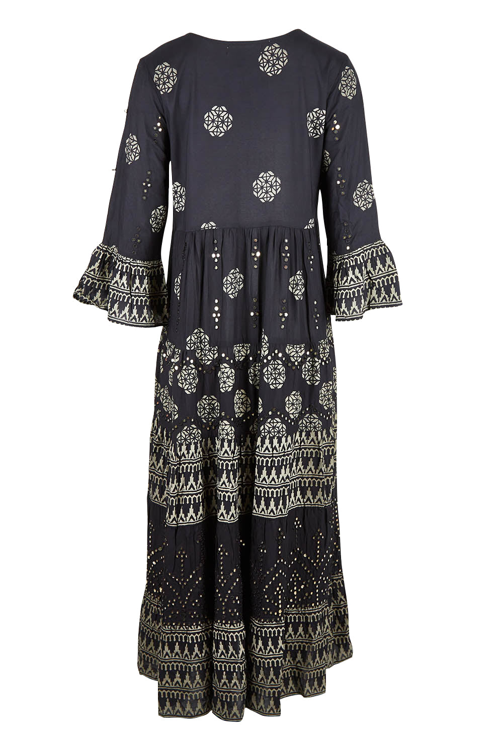 Product shot of the Palm Beach Maxi Dress in colour Black (Black), from the back