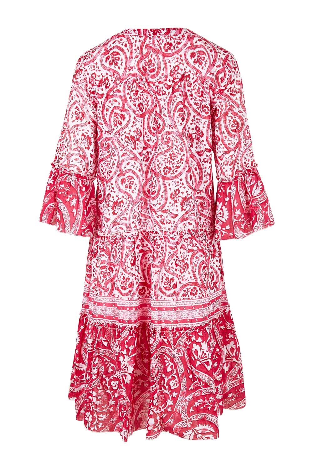 Product shot of the Alexandria Bay Cotton Dress in colour Pink (Pink), from the back