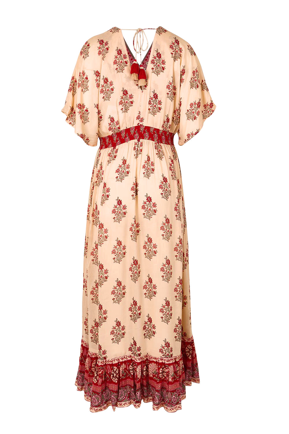 Product shot of the Pacific Beach Long Dress – Redcream in colour Redcream, from the back