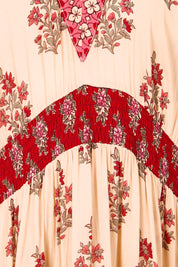 Product shot of the Pacific Beach Long Dress – Redcream in colour Redcream, showing detail