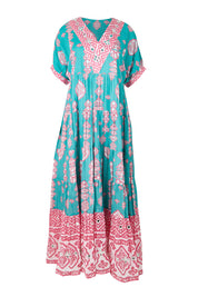 Product shot of the Jim Jim Falls Cotton Long Dress – Bluepink in colour Bluepink, from the front